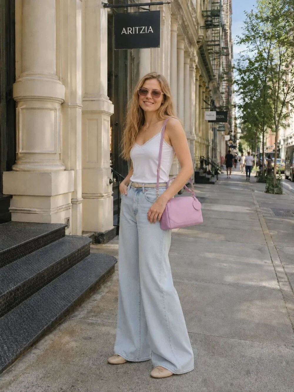 Lilac Italian Leather Crossbody Bag, Pastel Shoulder Bag, Minimalist Purse